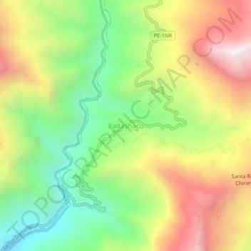Mapa topográfico Paltashaco, altitude, relevo
