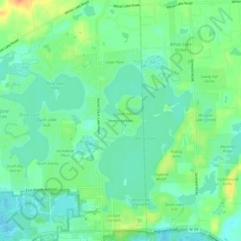 Mapa topográfico Seven Harbors, altitude, relevo