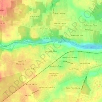 Mapa topográfico Ferndale Park, altitude, relevo