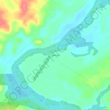 Mapa topográfico Concisa, altitude, relevo