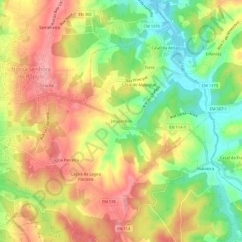 Mapa topográfico Imaginário, altitude, relevo