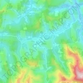 Mapa topográfico São Jacinto, altitude, relevo