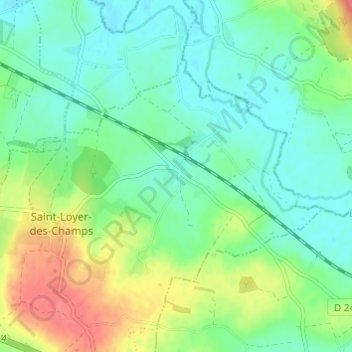 Mapa topográfico Tercey, altitude, relevo