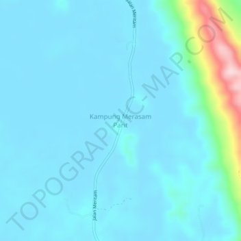 Mapa topográfico Kampung Merasam Parit, altitude, relevo