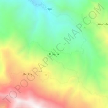 Mapa topográfico El Espinal, altitude, relevo