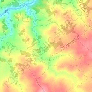 Mapa topográfico Peladas, altitude, relevo