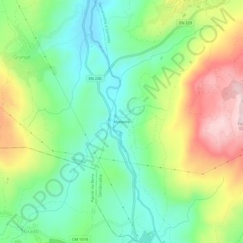 Mapa topográfico Mosteiro, altitude, relevo