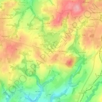 Mapa topográfico Kerrivoal, altitude, relevo