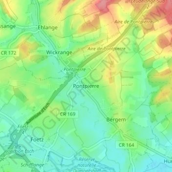 Mapa topográfico Pontpierre, altitude, relevo