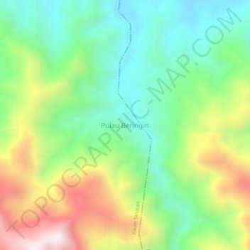 Mapa topográfico Pulau Beringin, altitude, relevo