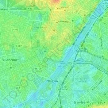 Mapa topográfico Porte du Point-du-Jour, altitude, relevo