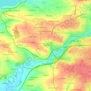 Mapa topográfico Le Haut Pont, altitude, relevo