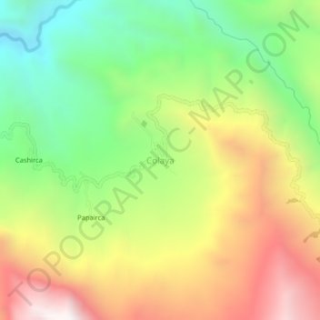 Mapa topográfico Colaya, altitude, relevo