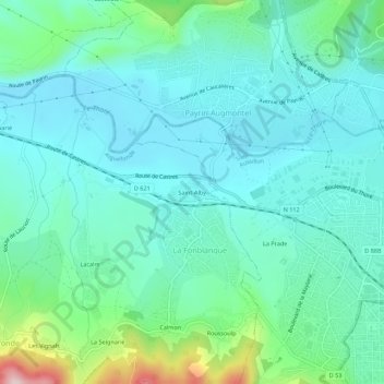 Mapa topográfico Saint-Alby, altitude, relevo