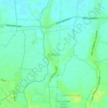 Mapa topográfico Majalaya, altitude, relevo