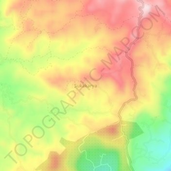Mapa topográfico Sukakarya, altitude, relevo