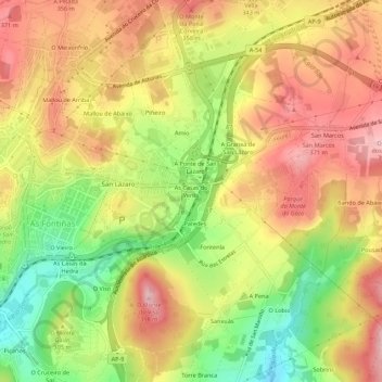 Mapa topográfico As Casas do Vento, altitude, relevo