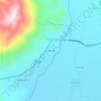 Mapa topográfico El Abuelo, altitude, relevo