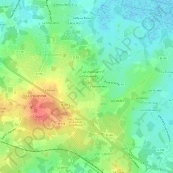 Mapa topográfico La Brosse, altitude, relevo