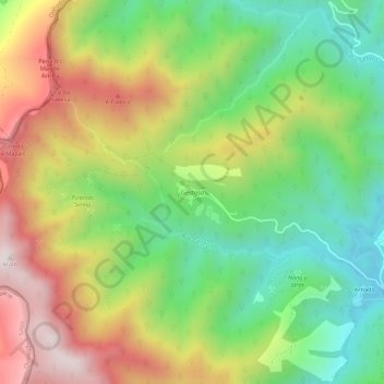 Mapa topográfico Gestoso, altitude, relevo