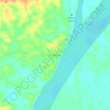 Mapa topográfico Orellana, altitude, relevo