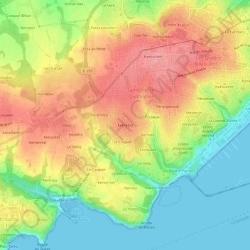 Mapa topográfico Kernabat, altitude, relevo