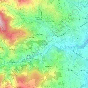Mapa topográfico Logis-Neuf, altitude, relevo