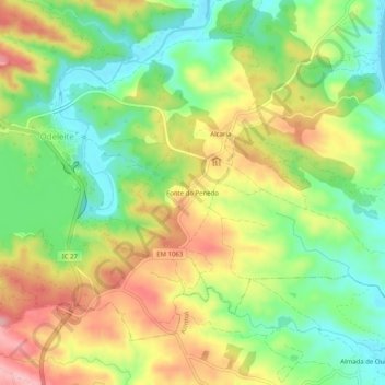 Mapa topográfico Fonte do Penedo, altitude, relevo