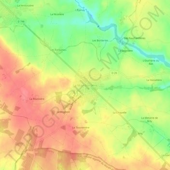 Mapa topográfico La Mainborgère, altitude, relevo