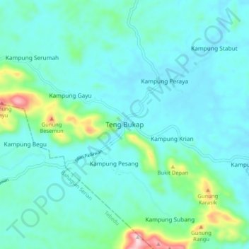 Mapa topográfico Teng Bukap, altitude, relevo