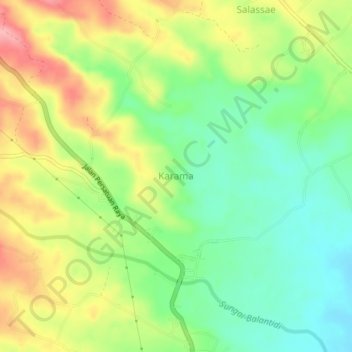 Mapa topográfico Karama, altitude, relevo