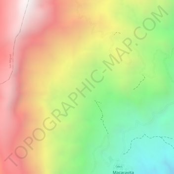 Mapa topográfico Las Palma, altitude, relevo