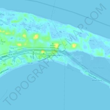 Mapa topográfico Mayflower Heights, altitude, relevo