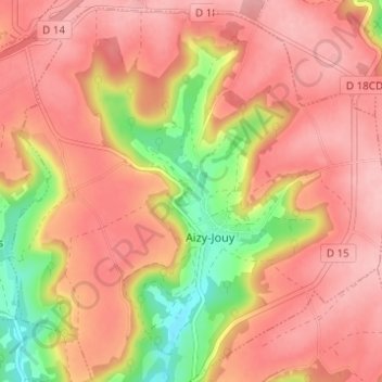 Mapa topográfico Jouy, altitude, relevo
