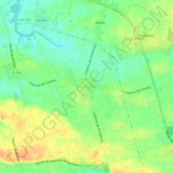 Mapa topográfico Pombiray, altitude, relevo