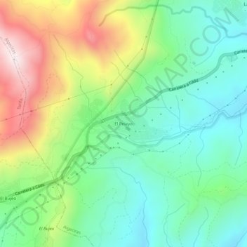 Mapa topográfico El Pelayo, altitude, relevo