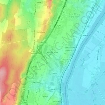 Mapa topográfico Ferme Galopin, altitude, relevo