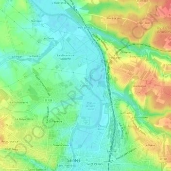 Mapa topográfico Courbiac, altitude, relevo