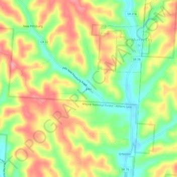 Mapa topográfico Jobs, altitude, relevo