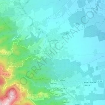Mapa topográfico Querciolo, altitude, relevo