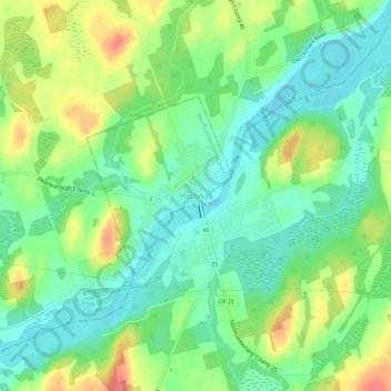 Mapa topográfico Hastings, altitude, relevo