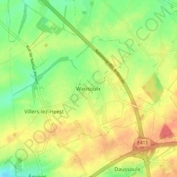 Mapa topográfico Warisoulx, altitude, relevo