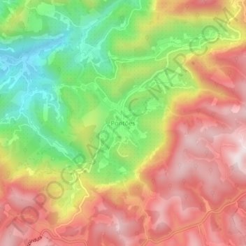 Mapa topográfico Pontões, altitude, relevo