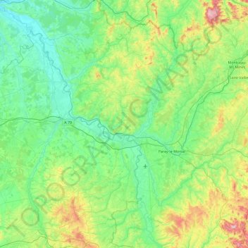 Mapa topográfico La Loire, altitude, relevo