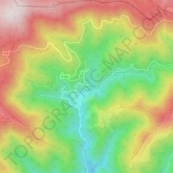 Mapa topográfico Le Sarrat, altitude, relevo