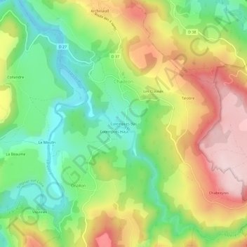 Mapa topográfico Colempces Bas, altitude, relevo