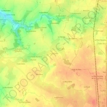 Mapa topográfico La Touche, altitude, relevo