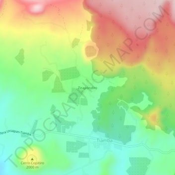 Mapa topográfico Zirapóndiro, altitude, relevo