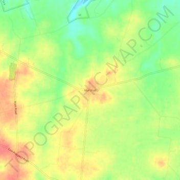 Mapa topográfico Marshall, altitude, relevo