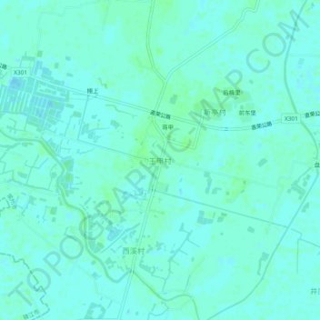 Mapa topográfico 王甲村, altitude, relevo